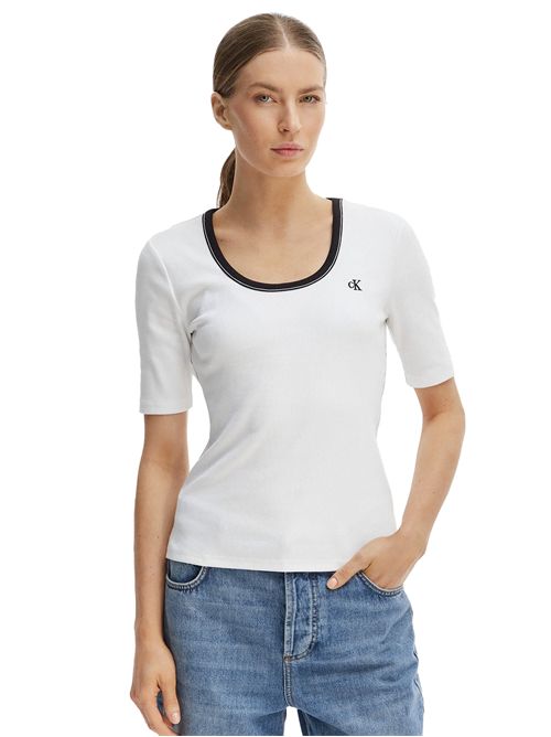 Calvin Klein Slim Ribbed T-Shirt CALVIN KLEIN | LV047F247GYAF